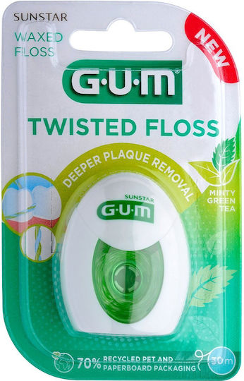 GUM Twisted Floss 3500 Waxed Dental Floss With Mint Flavor 30m