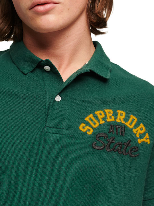 Superdry Bluza Bărbătească cu Mânecă Scurtă Polo Verde