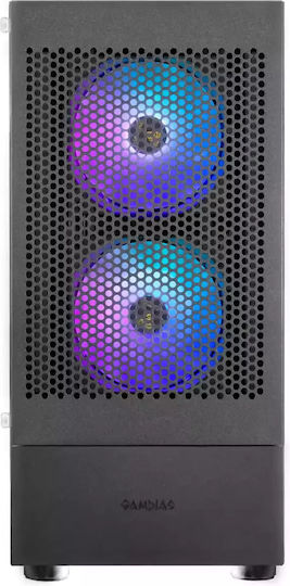 Gamdias Talos E3 Mesh Gaming Midi Tower Κουτί Υπολογιστή με Πλαϊνό Παράθυρο και RGB Φωτισμό Μαύρο