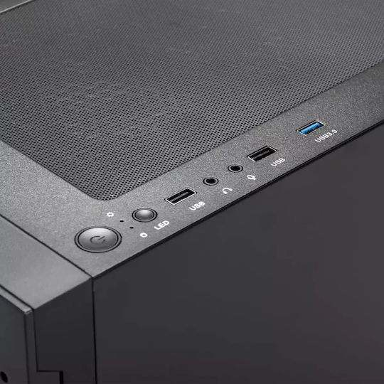 Gamdias Talos E3 Mesh Gaming Midi Tower Κουτί Υπολογιστή με Πλαϊνό Παράθυρο και RGB Φωτισμό Μαύρο