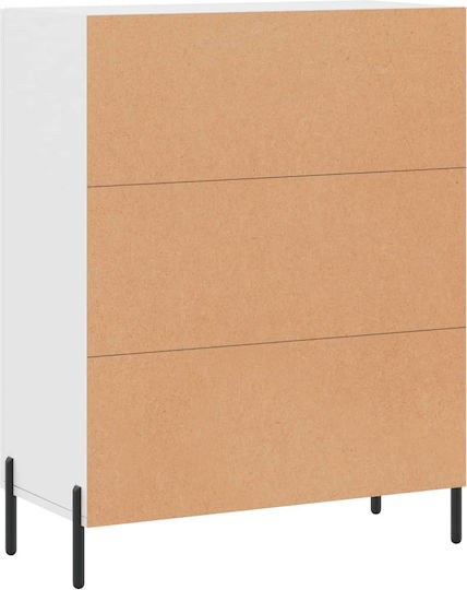 Dulap de Pardoseală pentru Sufragerie din Lemn și Metal Alb 69,5x34x90 cm