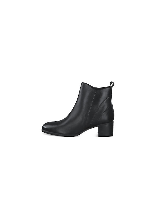 Marco Tozzi Leather Women's Ankle Boots with Medium Heel Black