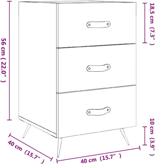 Nachttisch Metall Grey Concrete 40x40x66cm