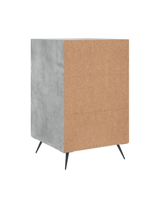 Wooden Bedside Table with Metallic Legs Gray 40x40x66cm