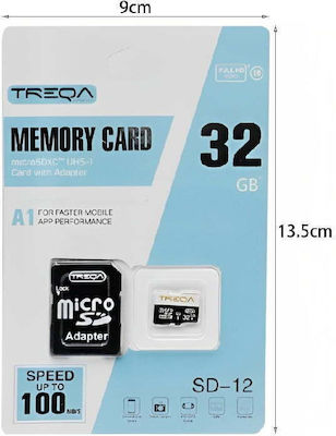 Treqa SD-12 SDHC 32GB Klasse 10 U1 A1 UHS-I mit Adapter