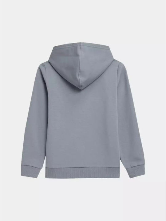 4F Cardigan pentru copii Cardigan pentru copii din material frotirat cu glugă Albastru