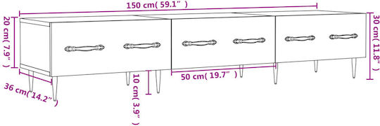 Έπιπλο Τηλεόρασης Γκρι Μ150xΠ36xΥ30cm