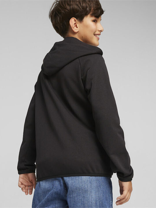Athletic Kids Sweatshirt Cardigan with Hood Black ACTIVE SPORTS