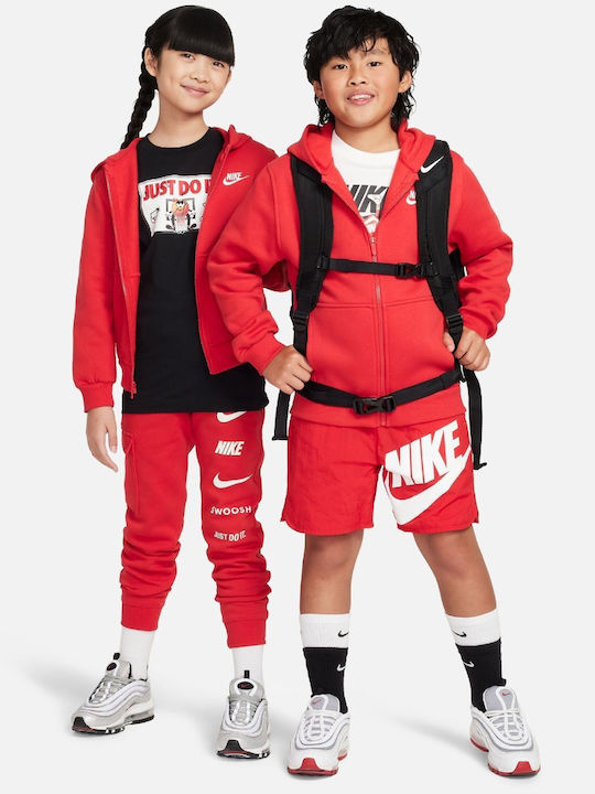 Athletic Kids Sweatshirt Cardigan Fleece with Hood Red