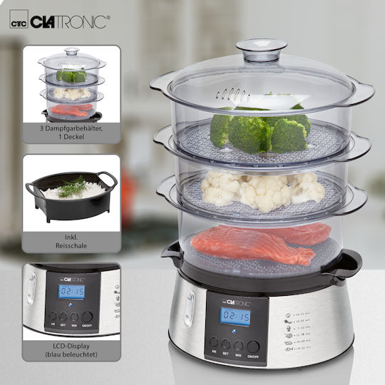 Clatronic DG 3547 Ατμομάγειρας με 3 Επίπεδα Μαγειρέματος 6lt