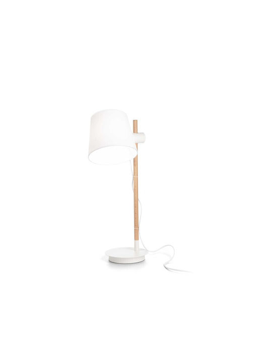 Ideal Lux AXEL Ξύλινο Πορτατίφ για Ντουί E27 με Λευκό Καπέλο και Βάση