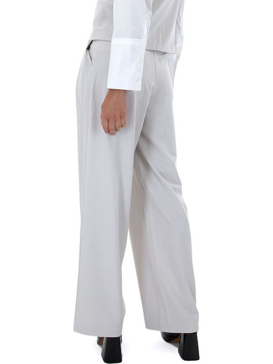 Damen Hoch tailliert Stoff Hose Beige