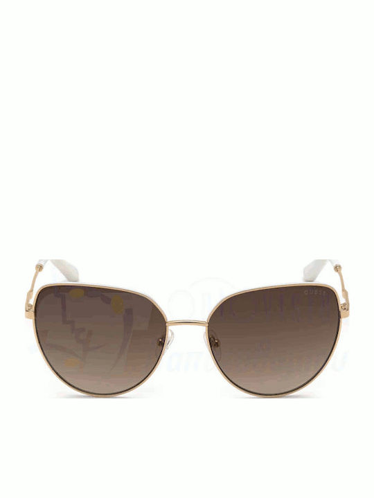 Guess Feminini Ochelari de soare cu Auriu Metalic Cadru și Maro Ochelari de soare Lentilă GU7784 28F