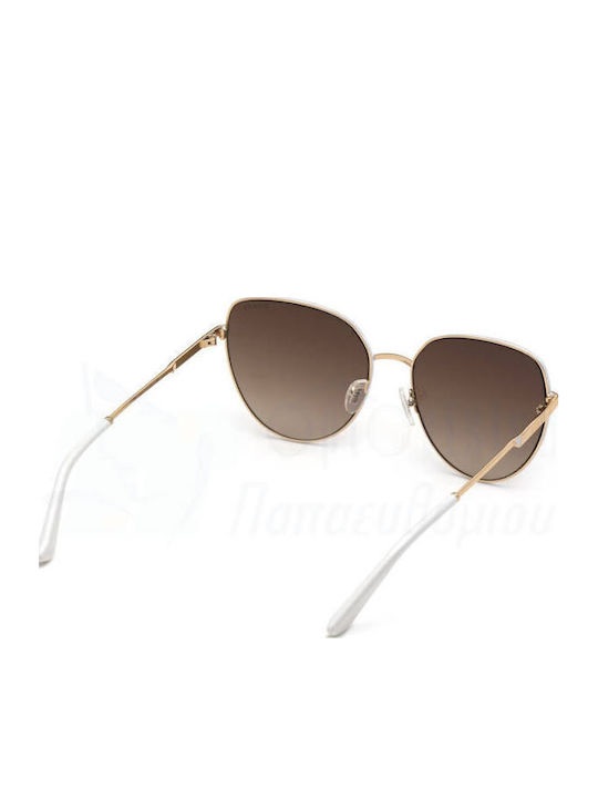 Guess Feminini Ochelari de soare cu Auriu Metalic Cadru și Maro Ochelari de soare Lentilă GU7784 28F