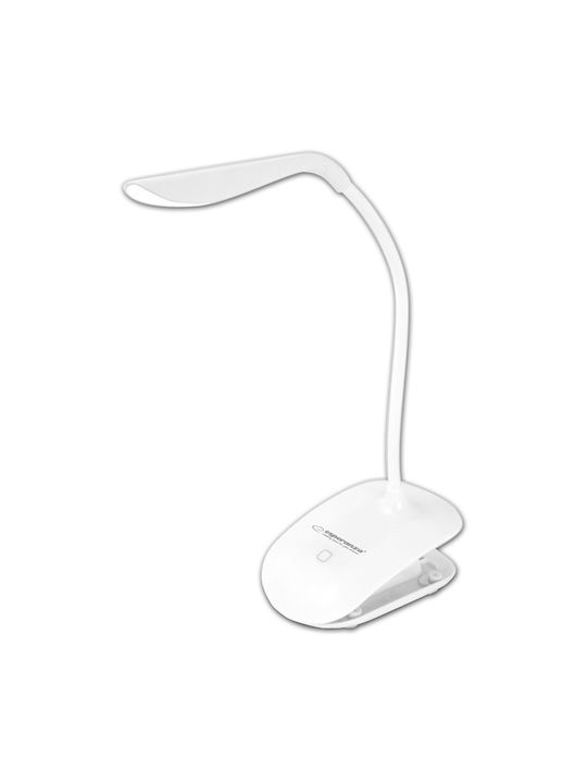 Esperanza Deneb LED Office Lamp with Flexible Arm and Clip in White Color