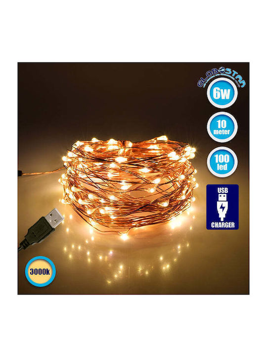 Christmas LED Light Warm White 1m USB GloboStar