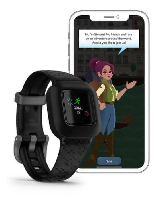 Garmin Kids Digital Watch Vivofit Jr 3 with GPS and Rubber/Plastic Strap Black