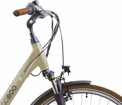 Egoboo Nostalgic 28" Μπεζ Γυναικείο Ηλεκτρικό Ποδήλατο Πόλης με Ταχύτητες