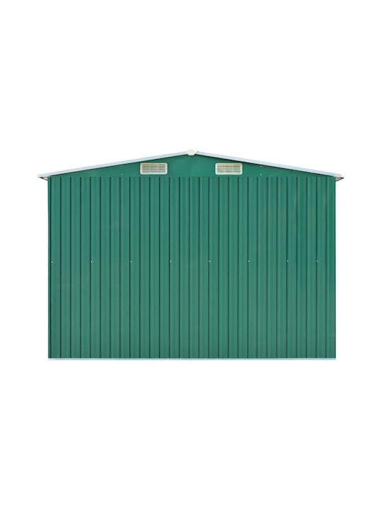 Metallisches Gartenhaus Grün mit Lüftungsschlitzen M2.57xB7.79xH1.81m