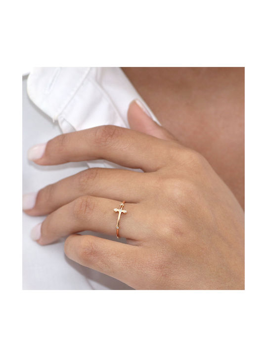 Women's Ring with Diamond from Rose Gold 14K