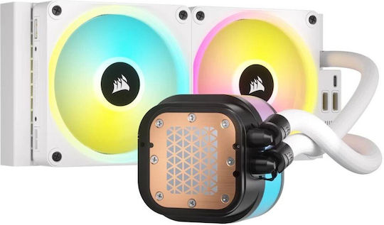 Corsair ICUE Link H100i Water Cooling AIO CPU With 2 120mm Fans And White RGB Lighting