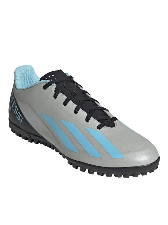 adidas X Crazyfast Messi.4 Футболни Обувки с Гумена Подметка Сребърен Металик / Блажено Синьо / Черно Ядро