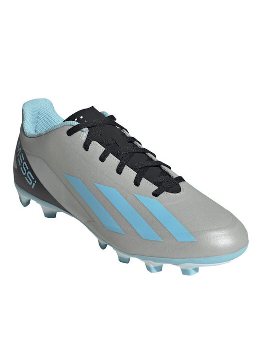 adidas X Crazyfast Messi.4 Football Shoes with Cleats Silver Metallic / Bliss Blue / Core Black