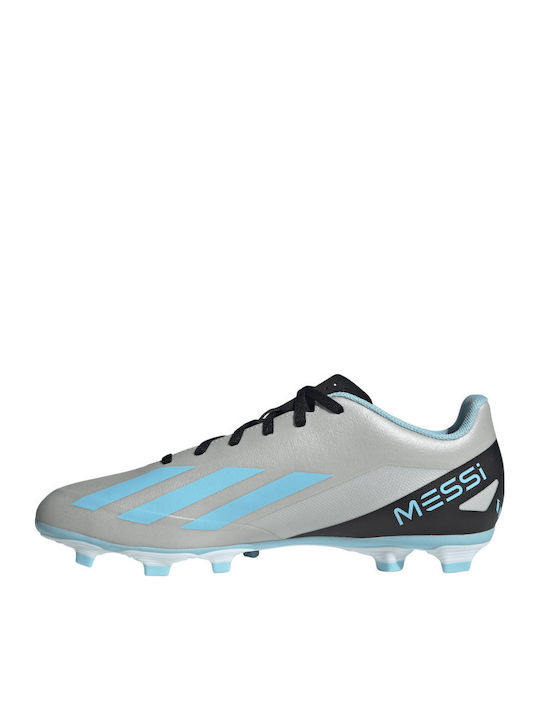 adidas X Crazyfast Messi.4 Football Shoes with Cleats Silver Metallic / Bliss Blue / Core Black