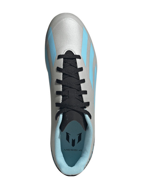 adidas X Crazyfast Messi.4 Football Shoes with Cleats Silver Metallic / Bliss Blue / Core Black