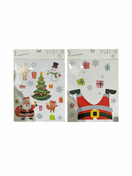 XMASfest Christmas for Window with Design Άγιου Βασίλη , Δέντρου and Χιονάνθρωπου