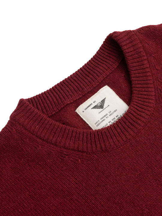 Gnious Herren Langarm-Pullover Burgundisch