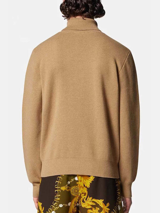 Versace Herren Langarm-Pullover Rollkragen Braun