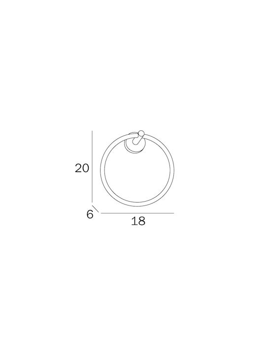 Inda Forum Single Wall-Mounted Bathroom Ring ​18x20cm Silver