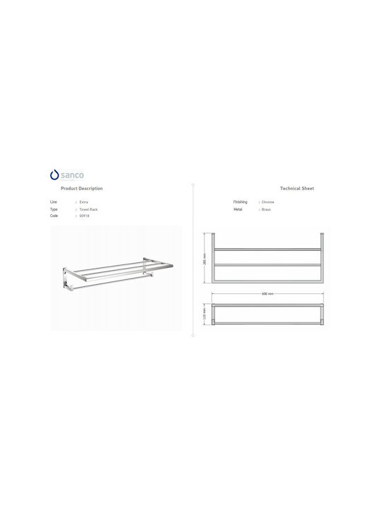 Sanco Wall-Mounted Bathroom Shelf Unit with 4 Positions Silver