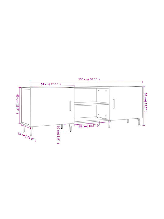 TV-Möbel Hölzernes Weiß L150xB30xH50cm