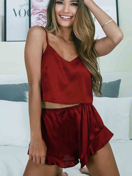Merry See Καλοκαιρινό Babydoll Μπορντό