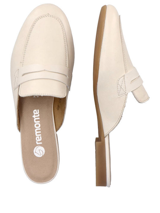 Flat Δερμάτινα Mules σε Μπεζ Χρώμα