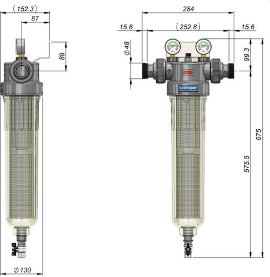 Cintropur Wasserfiltrationssystem Zentrale Versorgung Durchmesser 1 1/2" mit Ersatzfilter 58-0053