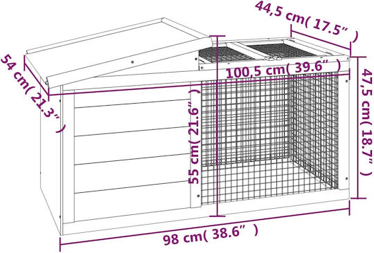 vidaXL 172291 Wooden Cage for Rabbits 100.5x54x55cm