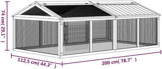 vidaXL 172301 Ξύλινο Κλουβί για Κουνέλια 200x112.5x74εκ.
