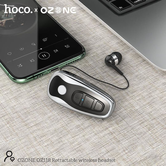 Hoco Ozone OZ118 In-ear Bluetooth Handsfree Ακουστικό Πέτου Μαύρο