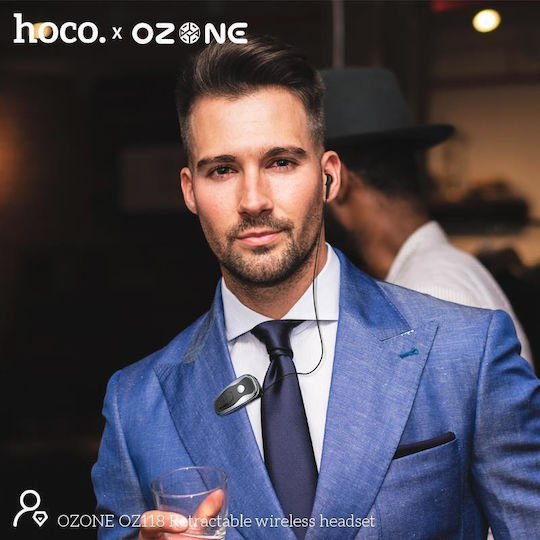Hoco Ozone OZ118 In-ear Bluetooth Handsfree Ακουστικό Πέτου Μαύρο