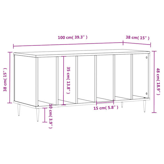 vidaXL Hi-Fi Furniture Gray 38x100x48cm
