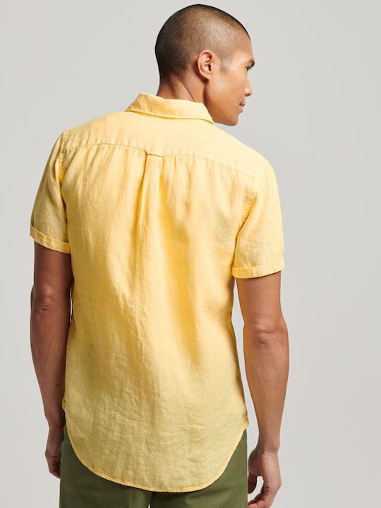 Short-sleeved Linen Shirt Yellow