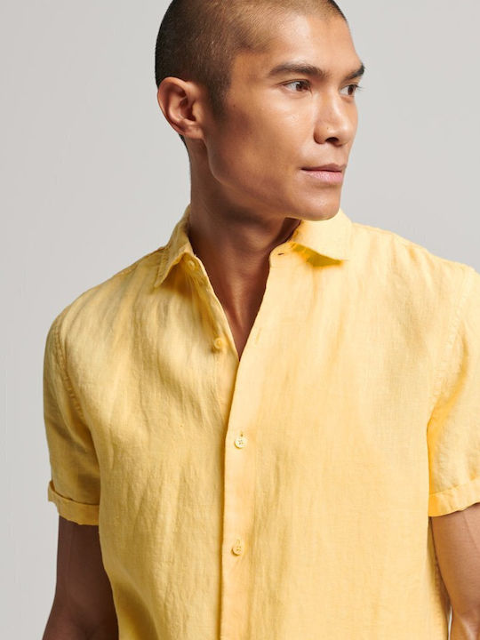 Short-sleeved Linen Shirt Yellow