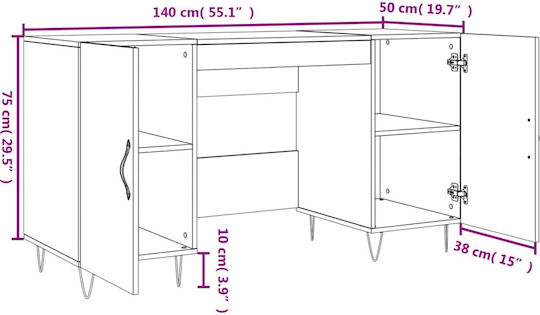 Γραφείο Ξύλινο Γκρι 140x50x75εκ.
