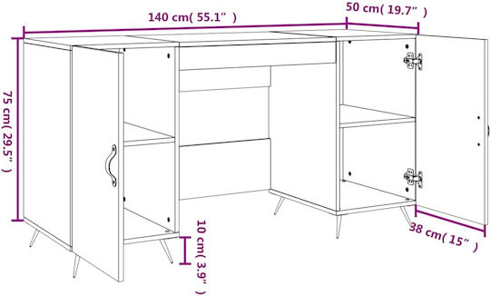 Γραφείο Ξύλινο Γκρι 140x50x75εκ.