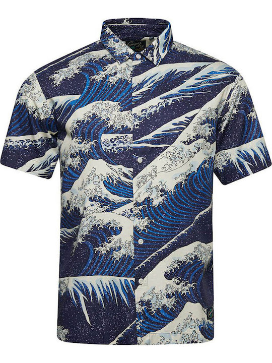 HAWAIIAN Short-sleeved Shirt Navy Blue