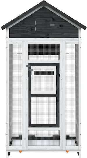 vidaXL Ξύλινο Κλουβί Πτηνών 91.5x53x170εκ. Γκρι