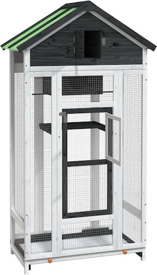 vidaXL Ξύλινο Κλουβί Πτηνών 91.5x53x170εκ. Γκρι